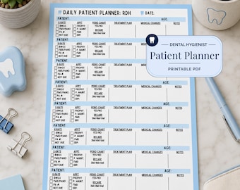 Hygienist Day Planner New Dental Student Patient Clinic Tracker Dental Hygiene Planner RDH Patient Tracker Personalized RDH Patient Planner