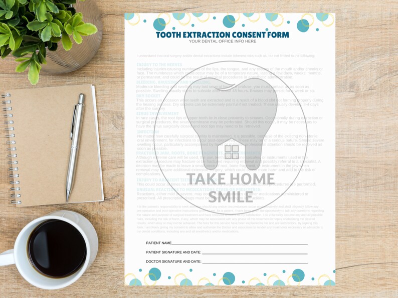 Tooth Extraction Consent Form & Postop Instructions Etsy
