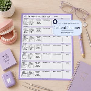 Dental Hygiene Patient Planner Personalized RDH Patient Tracker Custom Hygienist Day Planner for New Dental Student Clinic Appointment Log