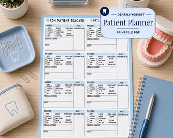 Dental Hygiene Patient Planner Printable Dental Hygienist Daily Planner RDH Patient Tracker Dental Hygiene Notes Dental Hygienist Student