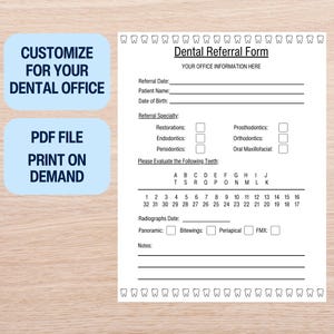 Personalized Dental Referral Form for Dental Office Form New Dentist ...