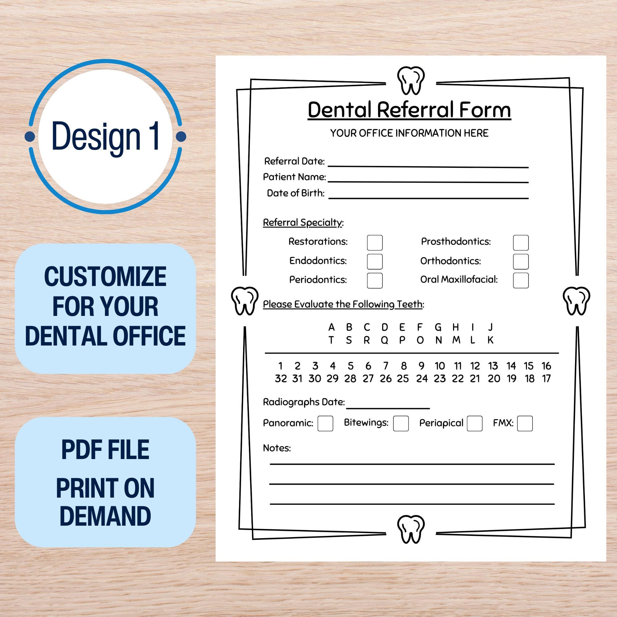 Personalized Dental Referral Form for Dental Office Form New Dentist ...