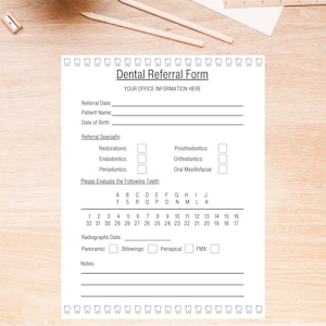 Personalized Dental Referral Form for Dental Office Form New Dentist ...