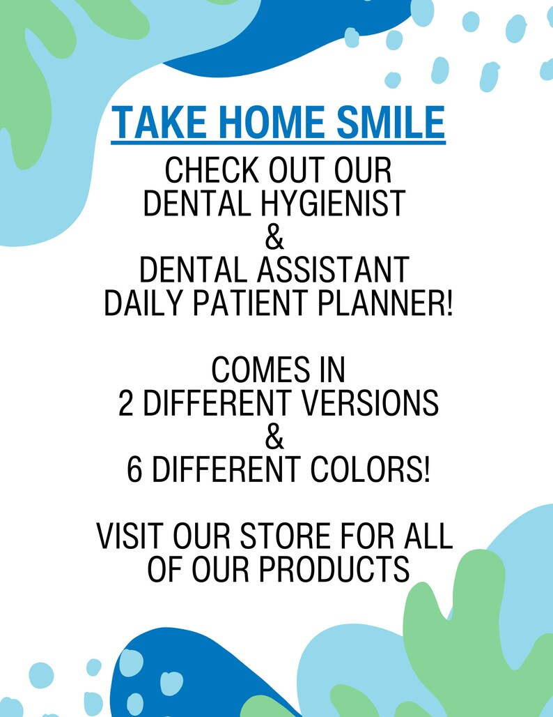 RDH Daily Patient Planner Dental Hygienist Daily Patient Tracker RDH