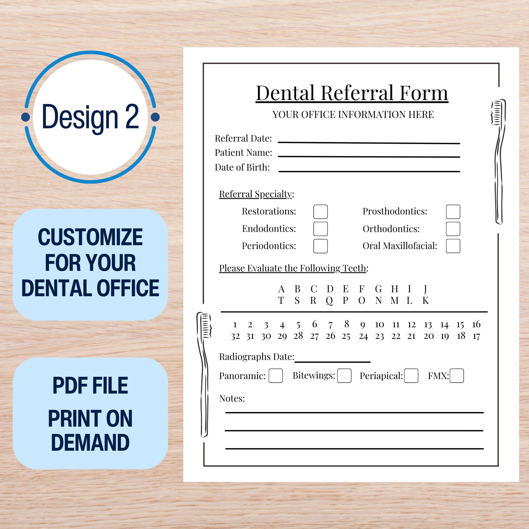 personalized dental referral form for dental office form new