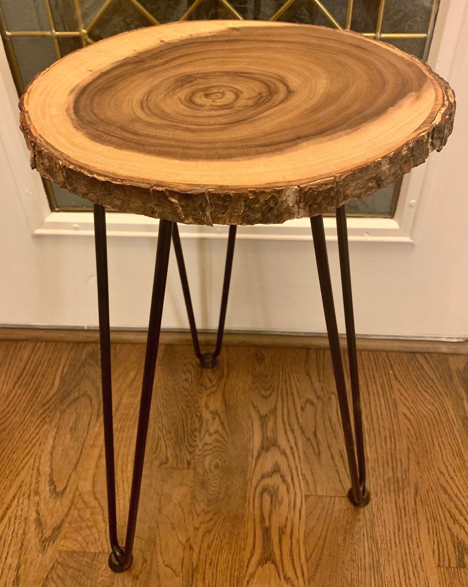 Live Edge Acacia Wood EndTable MidCentury Modern / Rustic Etsy