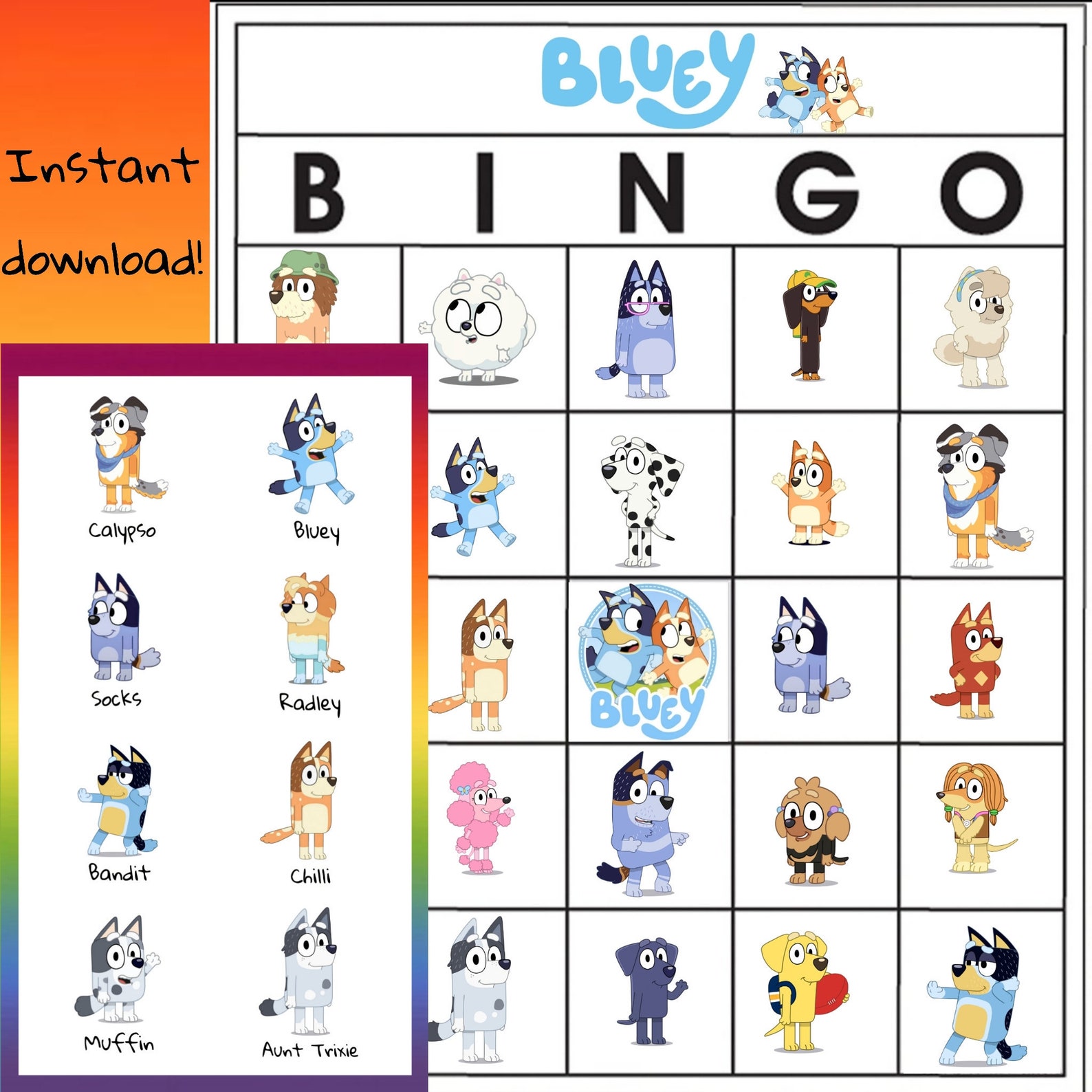 Bluey Bingo Game Digital File Etsy Polska Bluey Bingo Game Digital File Etsy Polska