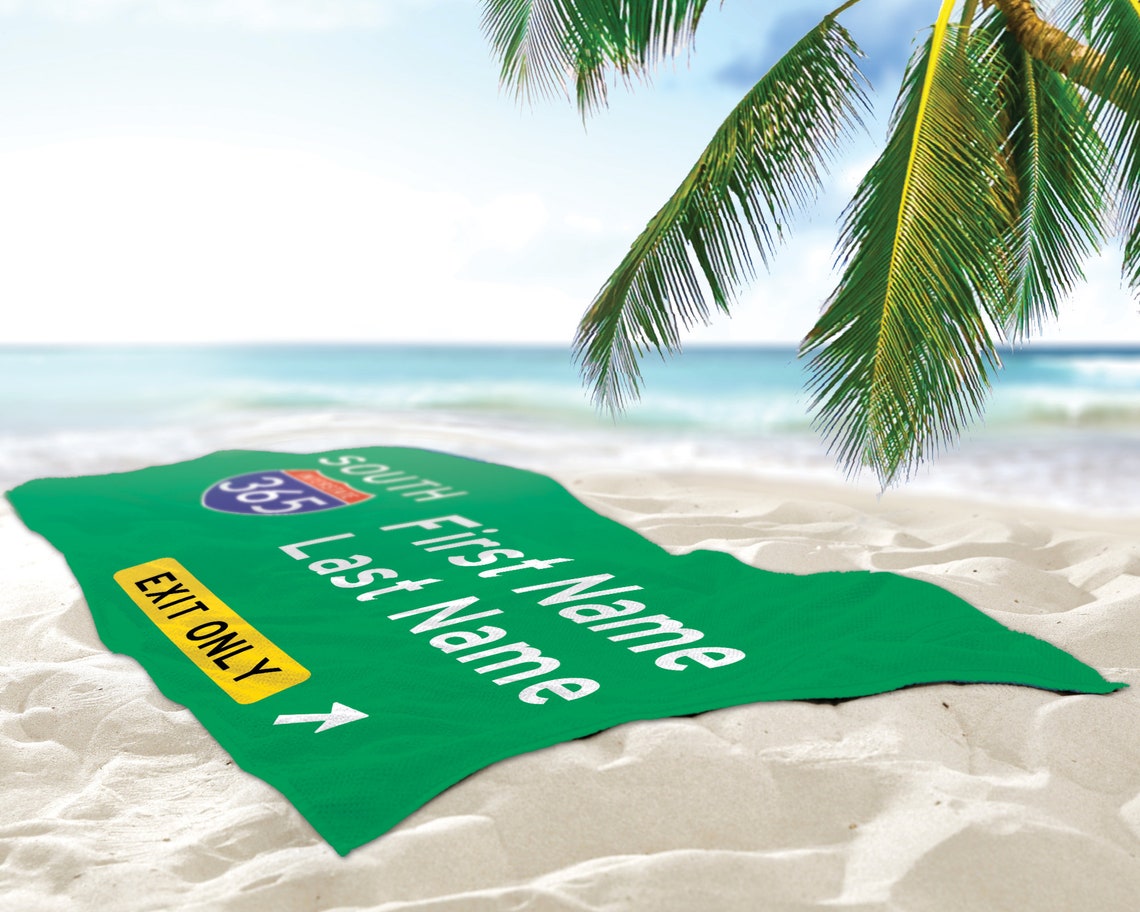Road Sign Beach Towel Custom Towel Custom Beach Towel with Etsy