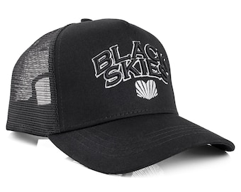 Team Baseball Cap Black-Grey | Cotton & Mesh Cap | Embroidered Logo | Adjustable Size | Blackskies Cap