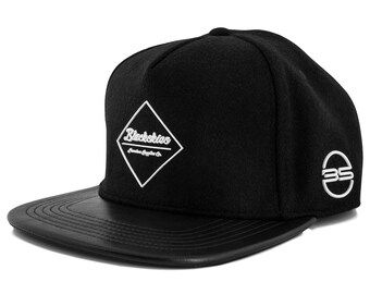 Gorra Snapback Amun – Gorra de Béisbol de Franela Negra, Logo de Goma, Visera de Cuero Sintético, Ajustable, Unisex de la Serie Ancient Gods