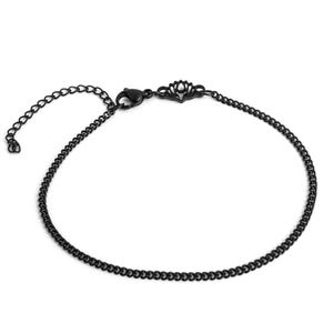 2mm キューバンチェーン ブレスレット – マットブラック／ゴールド／シルバー – 17cm～21cm – メンズ＆レディースジュエリー