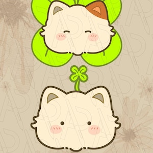 Katzenliebhaber|Chibi|Haustier|Süß|Kawai|Bezaubernd|Bezauberndes|Kleeblatt|Miau||Digitale Aufkleber**