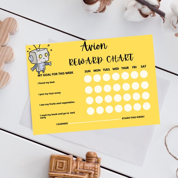 EDITABLE Robot Reward Chart Chore Chart Printable Instant | Etsy