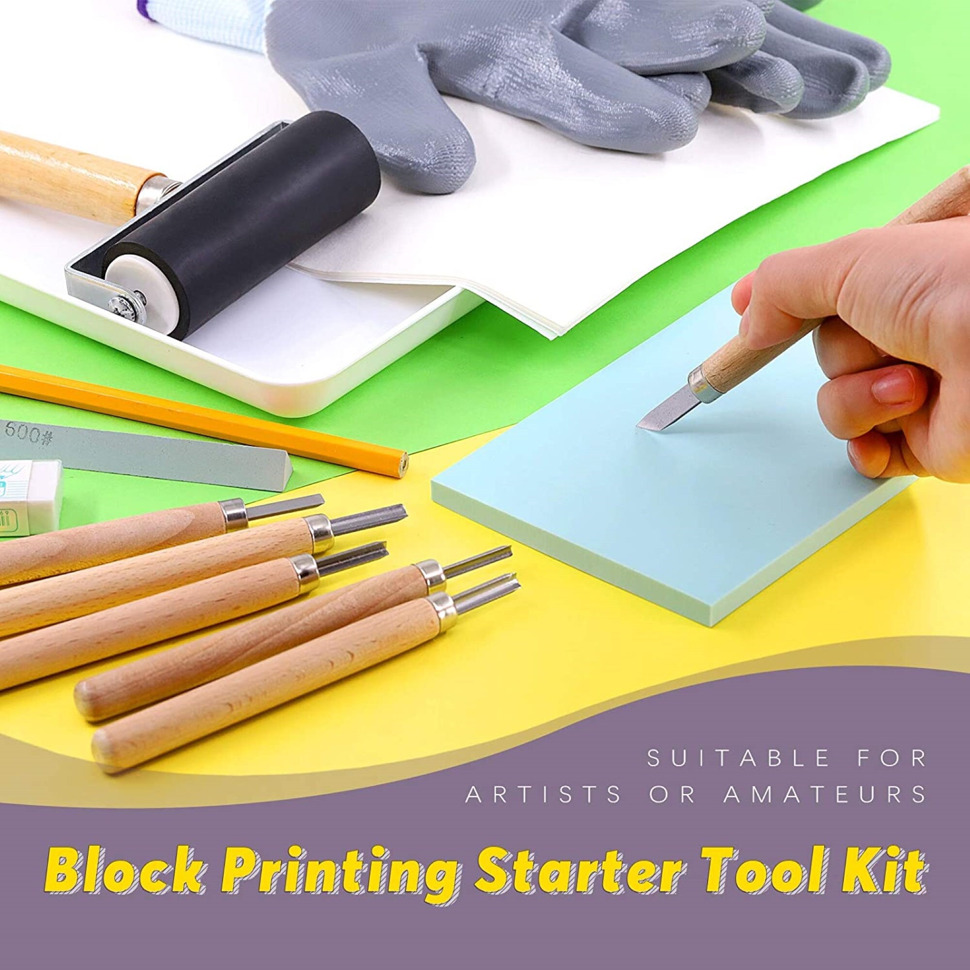 24 Pcs Block Printing Starter Kit Rubber Stamp Making Tools Etsy