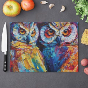 Owl Cutting Board Kitchen Decor Housewarming Gift Modern Owl Art Kitchen Accessories Nature Inspired Kitchen Tool Decorative Cutting Board
