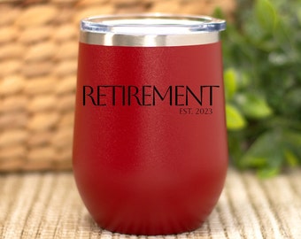 Retirement Est 2023 Stemless Wine Glass,Retirement Wine Tumbler,Gifts for Retirement,Retired Coworker Gifts, Gift for Retiree, Retired Gifts