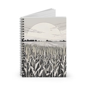 Feld von Mais Notizbuch, Schwarzweiß Zeichnung Journal, Landwirtschaft Journal, Notizen Journal, To Do Liste Notizbuch, Gehöft To Do Listen