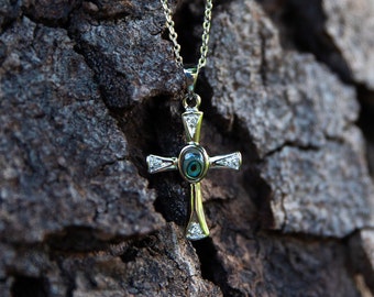 Abalone Centered Cross Pendant