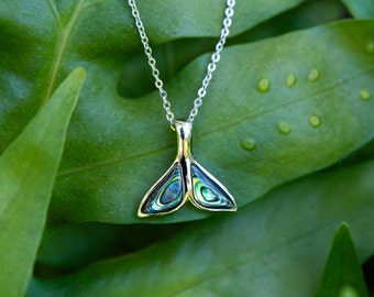 Abalone Majestic Whale Tail Pendant