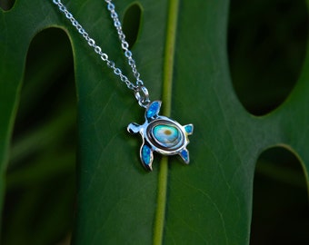 Abalone Lihue Honu w/Opal Pendant
