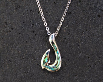 Abalone Fishhook Pendant