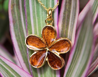 Koa Wood Classic Plumeria Pendant