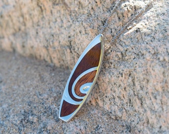 Koa Wood Surfboard Pendant