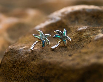 Abalone Palm Tree Earrings