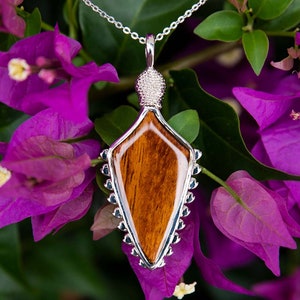 Koa Wood Hawaiian Shark Tooth Club Pendant