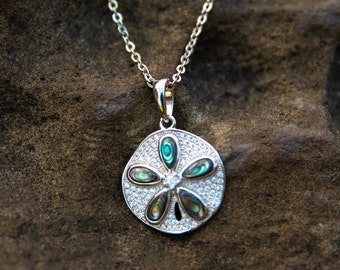 Abalone Pavé Sand Dollar Pendant