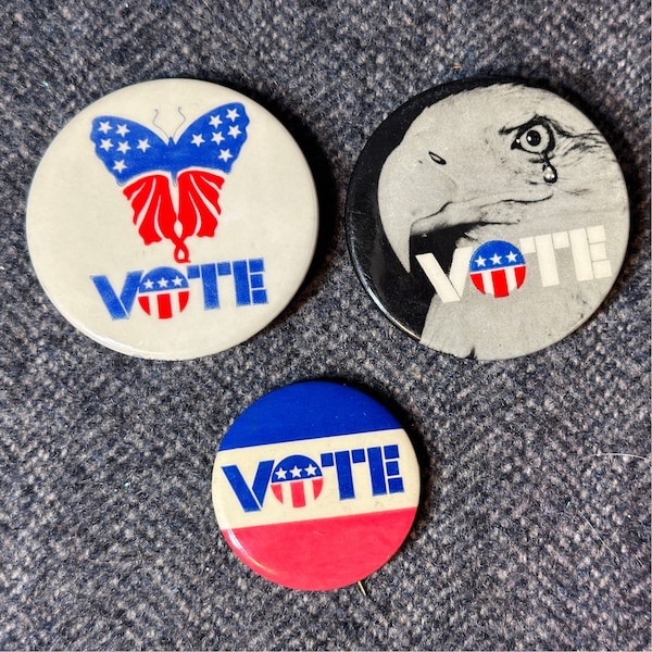 Vintage 1970's Political Non-Partisan VOTE Button - 3 Styles to Choose From - ©1971 by McO Inc.