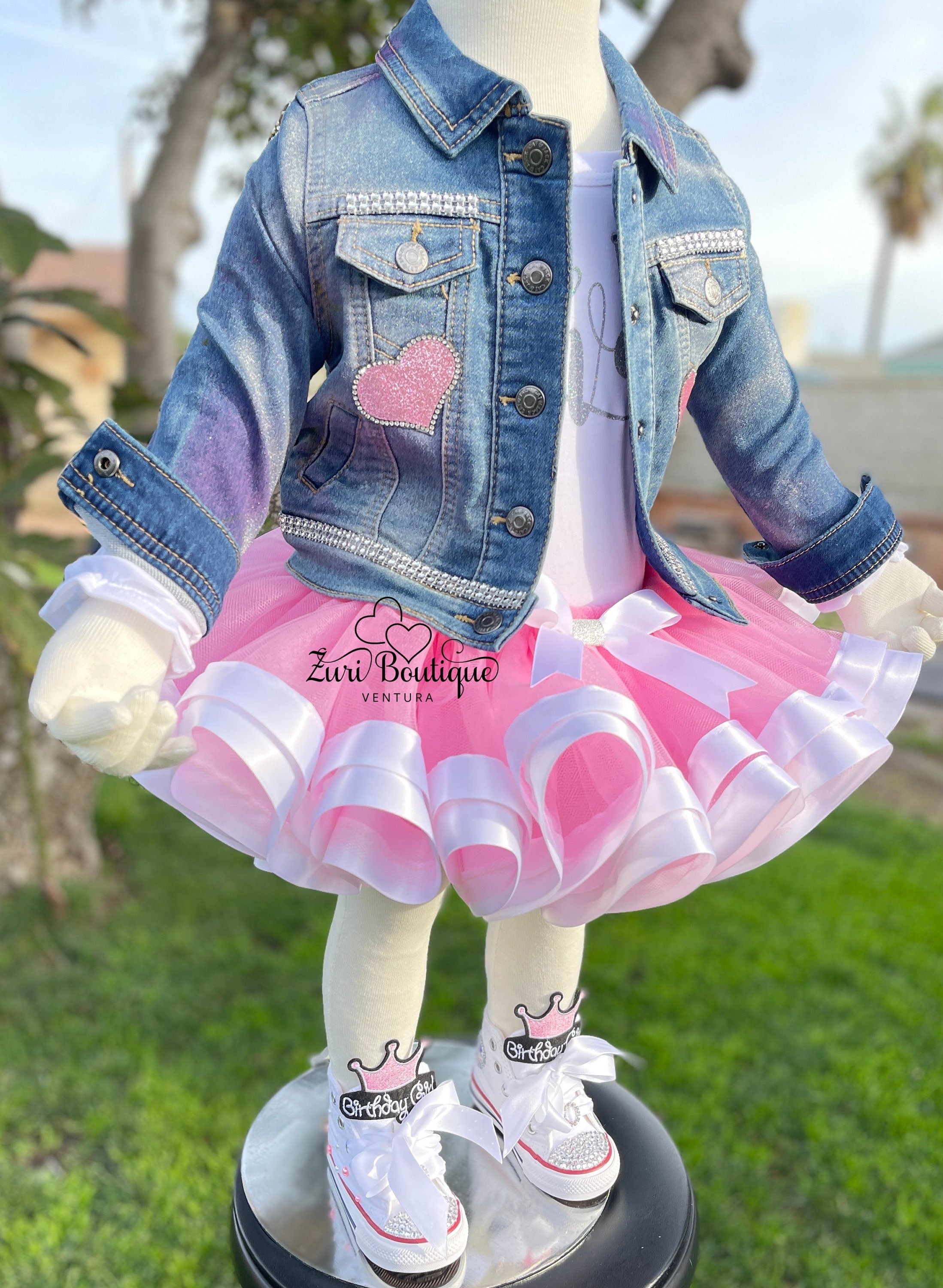 Sprinkled with Pink Monogram Stripes Jean Jacket