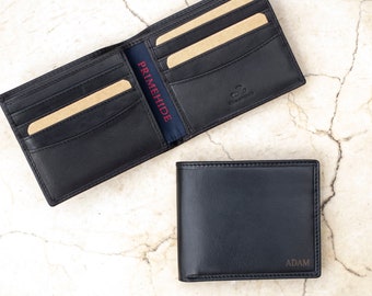 Porte-cartes de crédit Porte-cartes pour homme Portefeuille en cuir Cadeau personnalisé pour lui Portefeuille en cuir noir