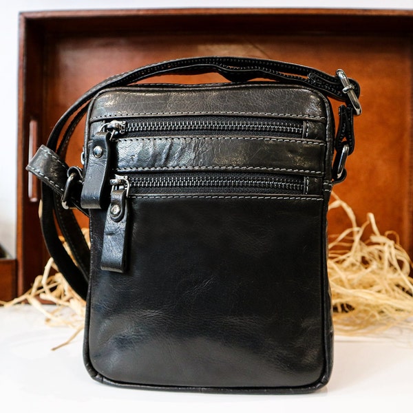 Personalised Bag Crossbody Bag Black Leather Bag Small Leather Bag For Travel Small Leather Mini Messenger Bag For Women Mini Crossbody Bag