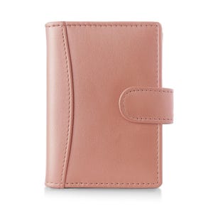 Personalised rose leather RFID credit card holder wallet for women front view