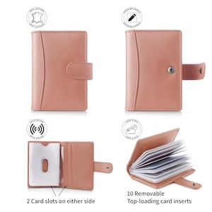 Personalised RFID Leather Credit Card Holder Wallet Engraved Small Purse Women Minimal Slim Case image 7