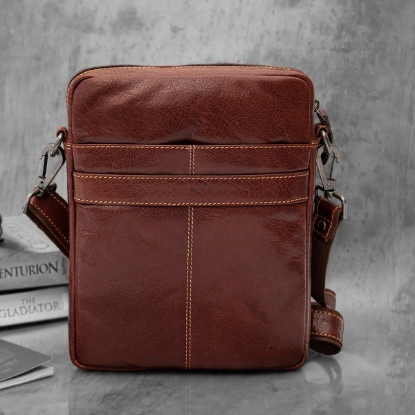 Man Bag Crossbody, Man Bag, Man Leather Bag,  Personalised Men's Brown Leather Flight Bag, Handmade Soft Leather Man Bag