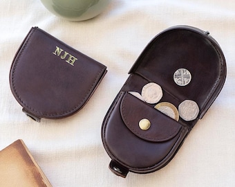 Monedero de cuero personalizado para hombre, monedero con grabado personalizado, monedero con bandeja, billetera con forma de herradura, pequeño regalo de cuero para él y papá.