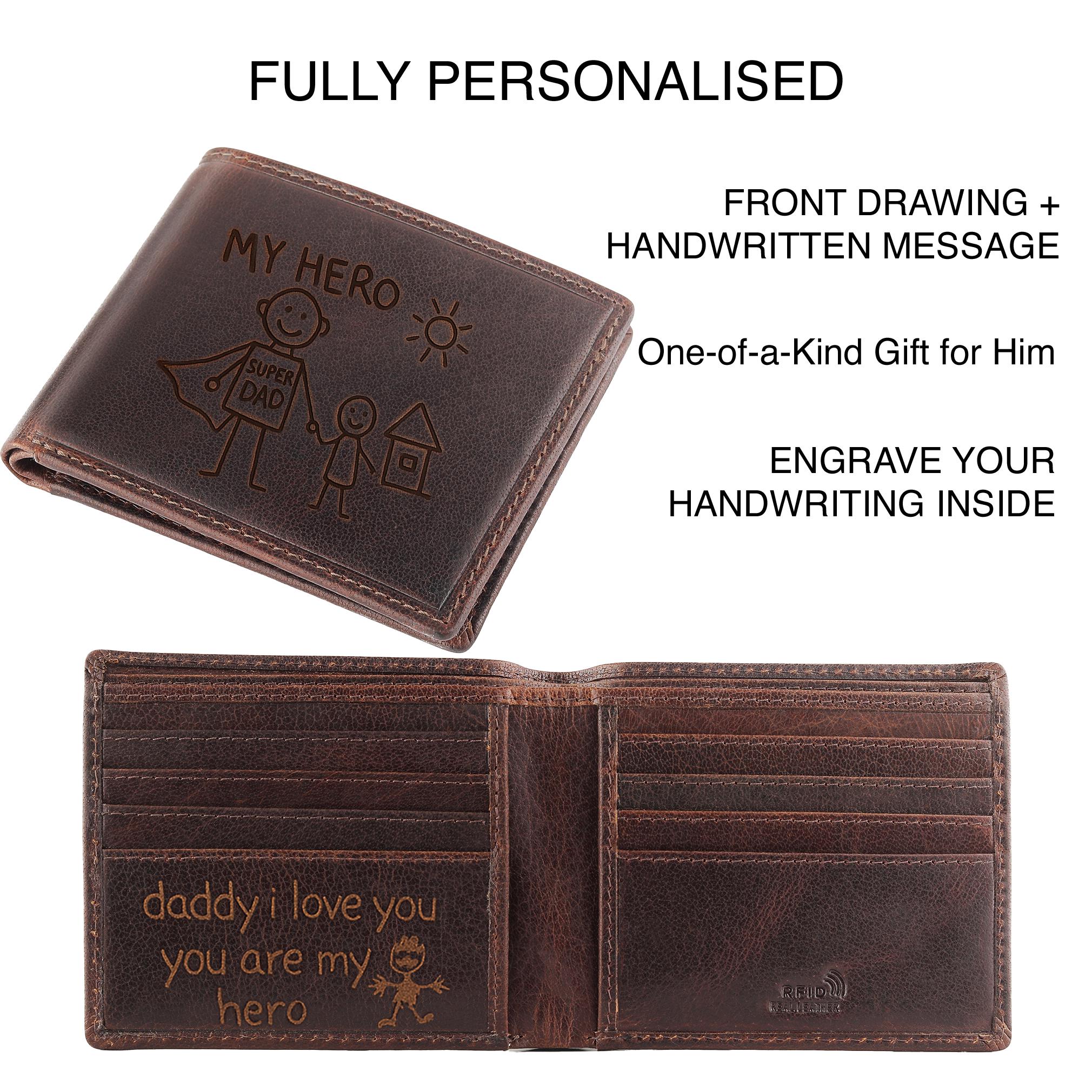 Portafoglio Personalizzato Con Blocco RFID, Portafoglio Da Uomo Con Iniziale Incisa E Nome Personalizzato, Portafoglio Tascabile Per Monete E Documenti, Regalo Per Papà, Fidanzato O Marito - Italia - Foto 4