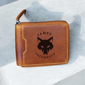 Cartera personalizada de cuero grabada para hombre, regalo de aniversario personalizado para esposo, regalo para el Día del Padre, tarjetero RFID