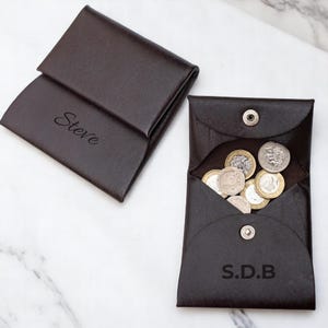 Monedero de cuero personalizado con grabado personalizado para hombre. Regalo para el Día del Padre. Monedero personalizado.