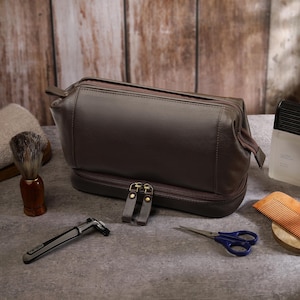 Trousse de toilette pour homme trousse de toilette en cuir personnalisée trousse de voyage trousse de voyage toilette DOPP kit cadeau personnalisé pour lui sac homme élégant pour homme