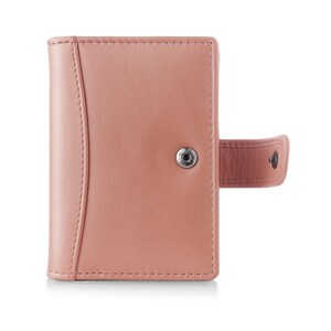 Engraved personalised leather card holder wallet for women open view