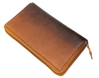 Portefeuille pour femme en cuir avec boîte-cadeau, Porte-cartes en cuir personnalisé, Porte-monnaie zippé, Portefeuille femme sécurisé RFID