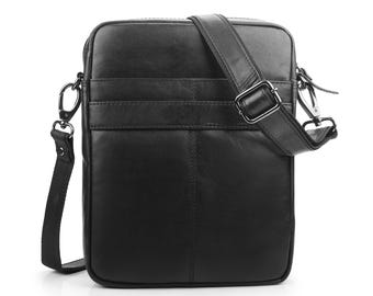 Personalised Men Genuine Leather Crossbody Compact Shoulder Bag  for Travel and Work