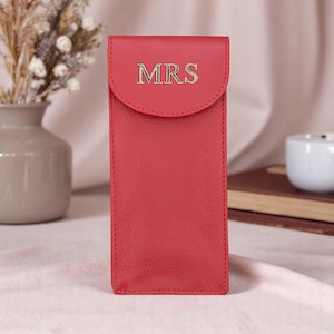 Custodia per occhiali doppia adatta ai viaggi, regalo personalizzato per il 3° anniversario, porta occhiali da sole in pelle personalizzato, custodia per occhiali personalizzata su entrambi i lati