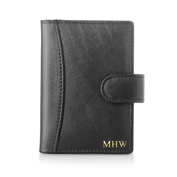 Personalised RFID Leather Credit Card Holder Wallet Engraved Small Purse Women Minimal Slim Case