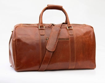 Leather Holdall Overnight Bag, Weekend Bag for Her, Personalised Handmade Gift, Leather Bag, Unique Gift For Him or Her