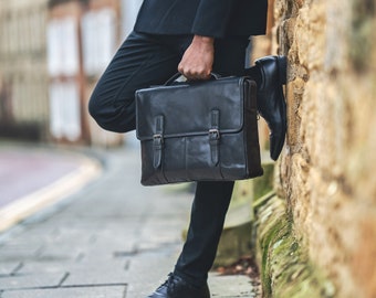 Men's Leather Bag Briefcase Messenger Man Bag Made with Genuine Leather Personalise With Initials to Make it A Unique Gift For Men