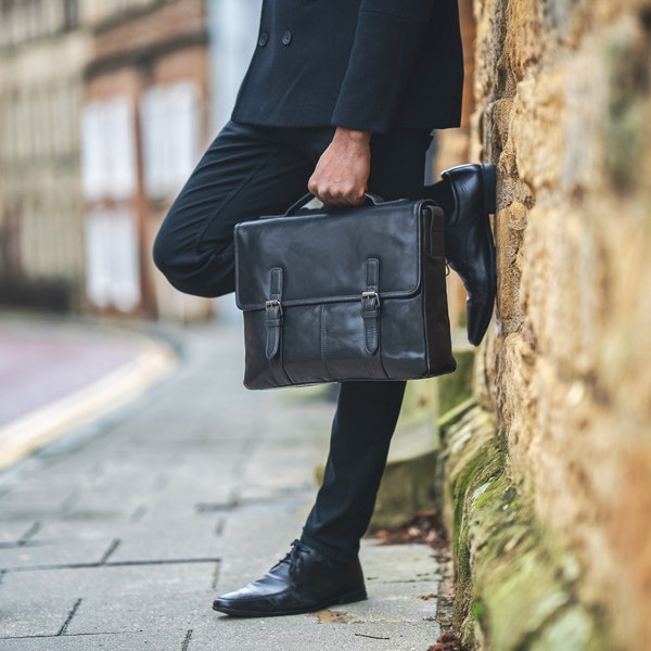 Men's Leather Bag Briefcase Messenger Man Bag Made with Genuine Leather Personalise With Initials to Make it A Unique Gift For Men